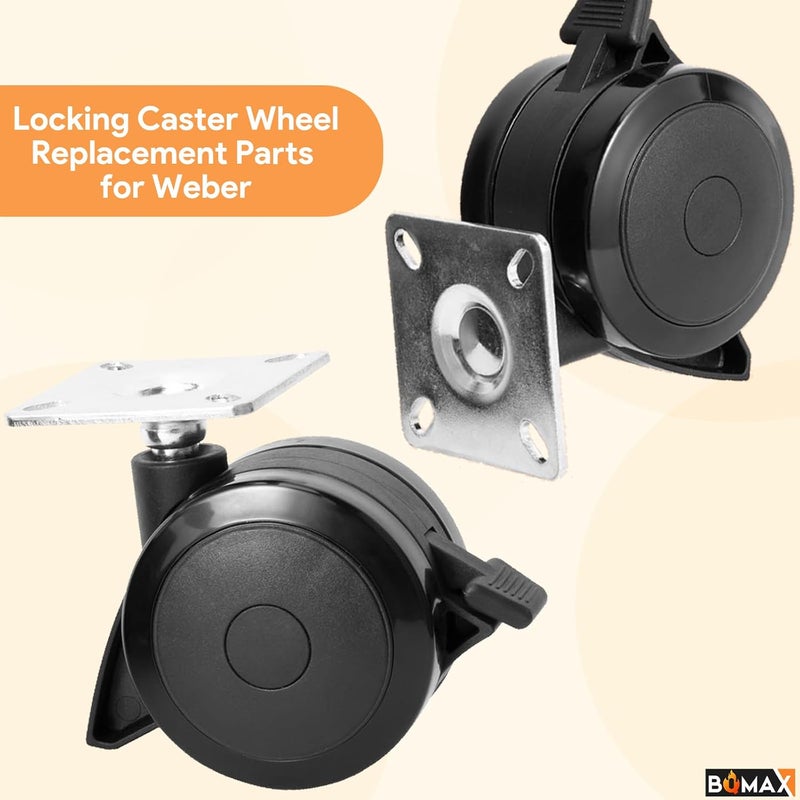 BQMAX 69828 Locking Caster Wheel for Weber Spirit 200/300 Series Grill Spirit E-310 Parts, for Weber Spirit E-215 E315 E320 SP320 S315 Grill Wheel Replacement Parts, Black. - Image 5